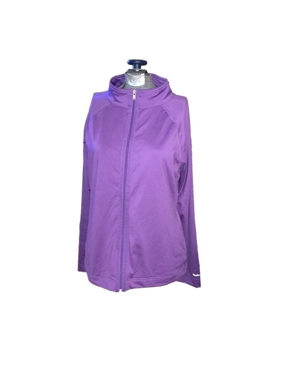 Reebok sports jacket purple zip up stretchy large
